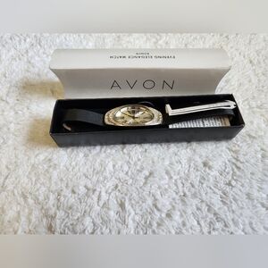 Avon Women's Wrist Watch with Black Band and Silver Dial